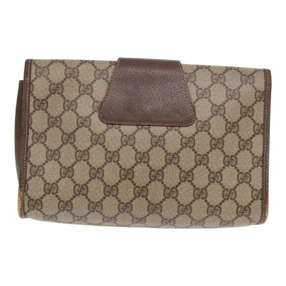 GUCCI GG Supreme Web Sherry Line Clutch Bag PVC Beige Red - Picture 3 of 16